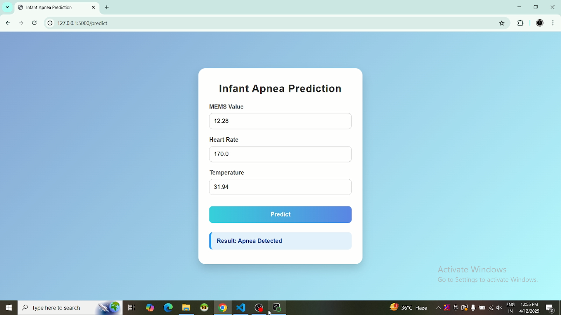 NON-INVASIVE APNEA MONITORING SYSTEM FOR INFANTS USING ARTIFICIAL INTELLIGENCE