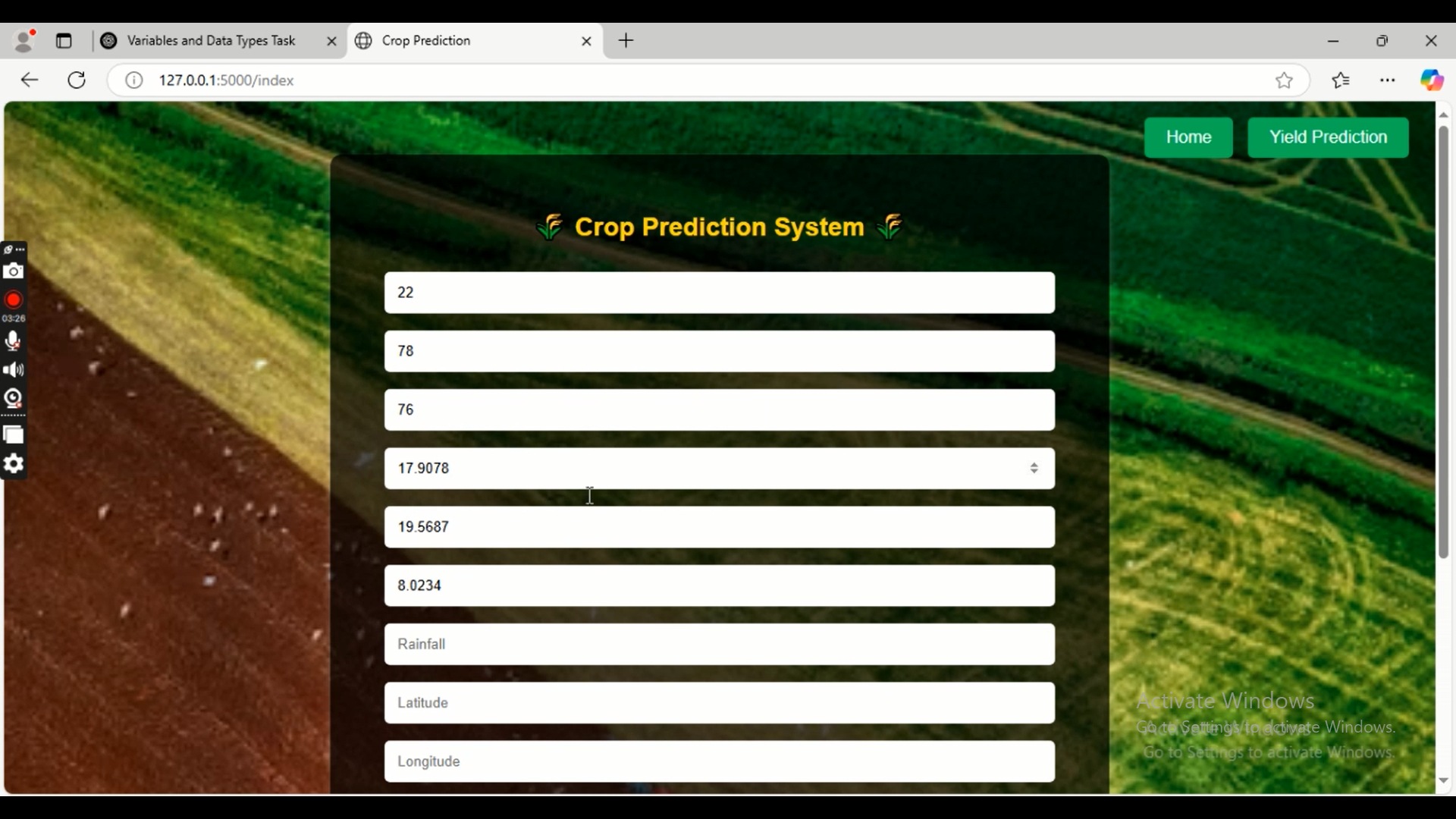 CROP YIELD RECOMMEND AND PREDICTION NEW CONCEPT